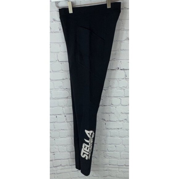 STELLA MCCARTNEY Navy Logo-print Scuba Tech Leggings Size 40/6-8 Small Pockets - Picture 9 of 12
